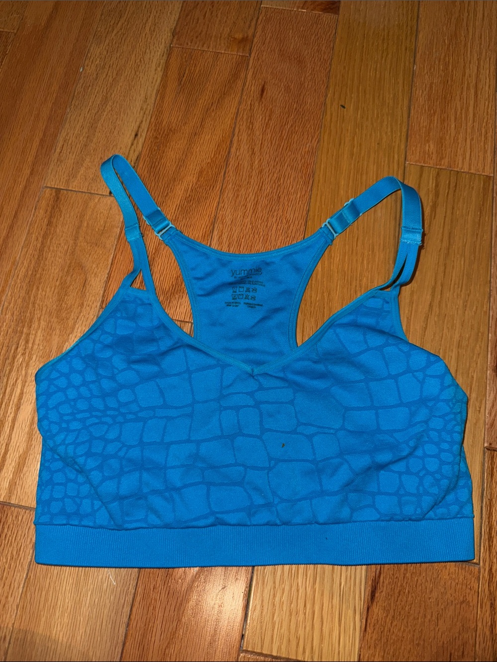 Yummie - Blue Croc-Texture Sports Bra - Size M/L